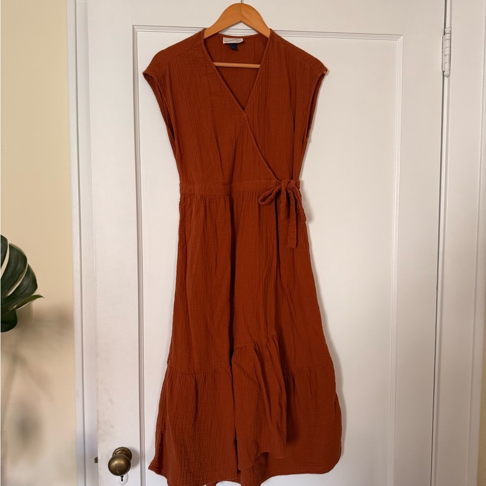 Cotton Terracotta Wrap Dress